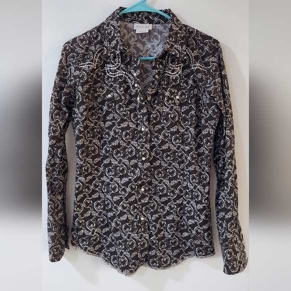 Ariat Tops - Ariat Brown And White Long Sleeve Womens Size Small